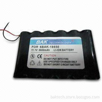 Customized Li-ion Battery Pack with 11.1V Voltage, 6,600mAh Capacity